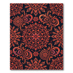 Deep Red Floral Mandala Arrangement Rug