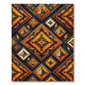 Bold Orange Black Geometric Diamond Rug