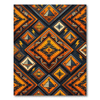 Bold Orange Black Geometric Diamond Rug