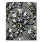 Elegant Silver Tulip Bouquet Damask Rug