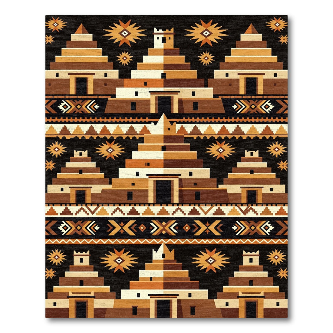 Earthy Tone Adobe Village Graphic Rug