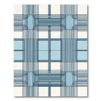 Modern Blue White Crosshatch Rug
