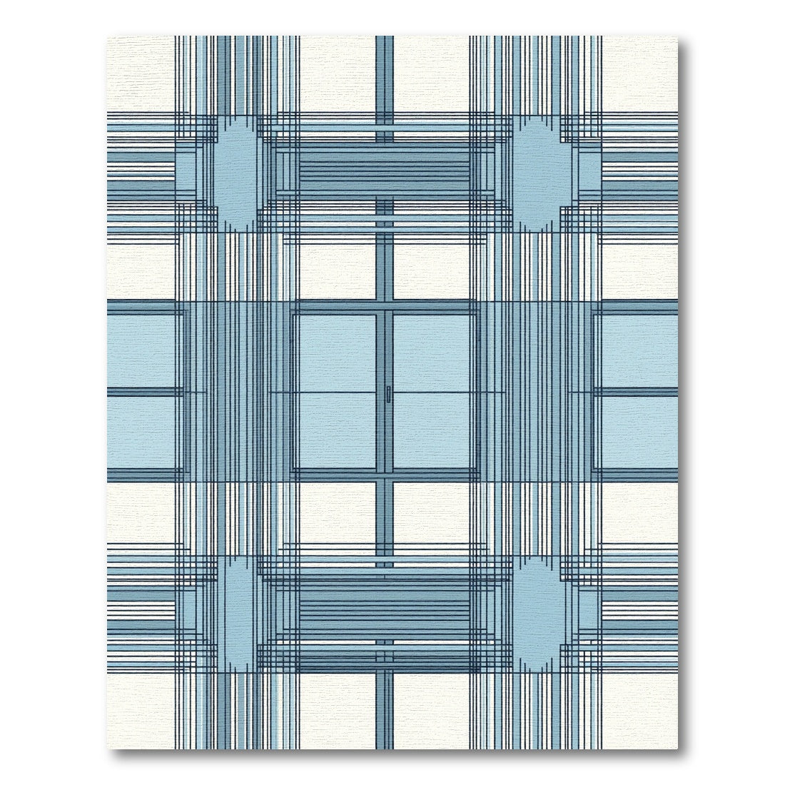 Modern Blue White Crosshatch Rug
