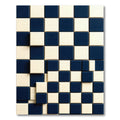 Modern Navy and White Geometric Grid Rug