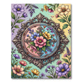 Pastel Floral Medallion with Ornate Frame Rug