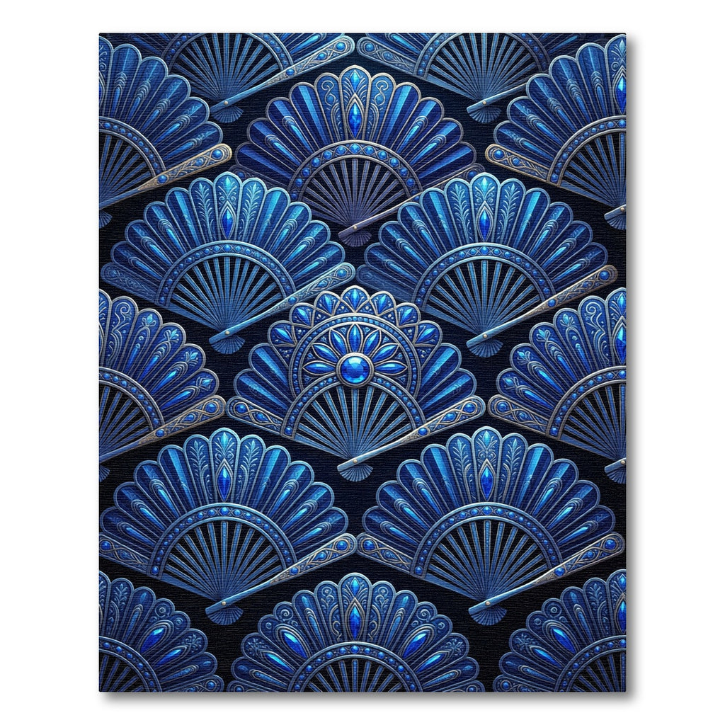 Regal Blue Fan Medallion Tapestry Rug