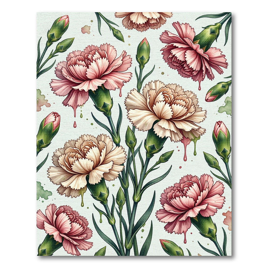 Blushing Carnation Floral Watercolor Aesthetic Rug