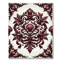 Ornate Burgundy Baroque Shell Damask Rug