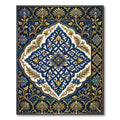 Royal Navy Blue Golden Floral Medallion Rug