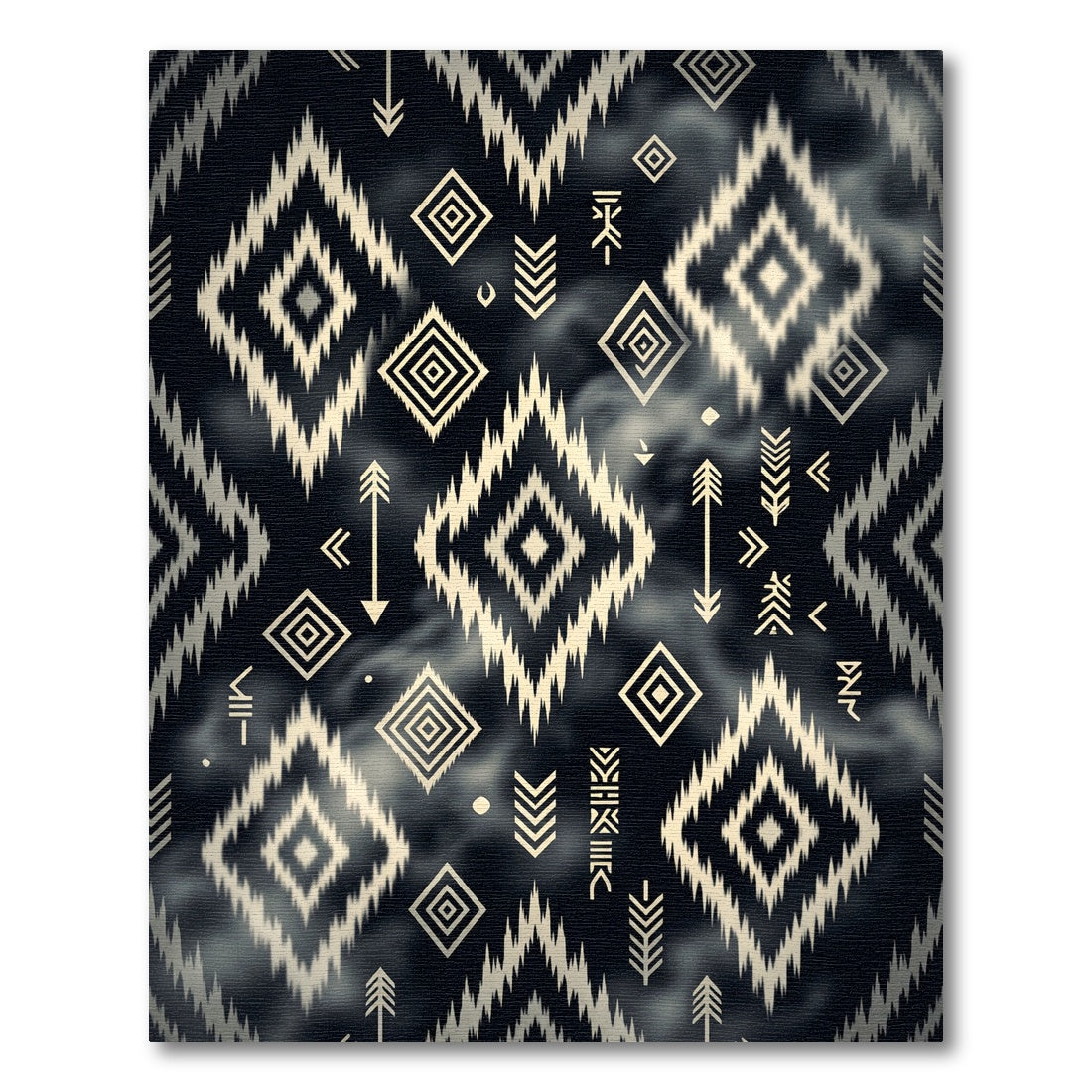 Tribal Diamond Arrows Black Rug