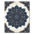 Intricate Blue Golden Floral Medallion Rug