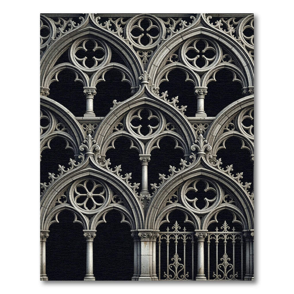 Gothic Stone Grey Architectural Arch Trellis Rug