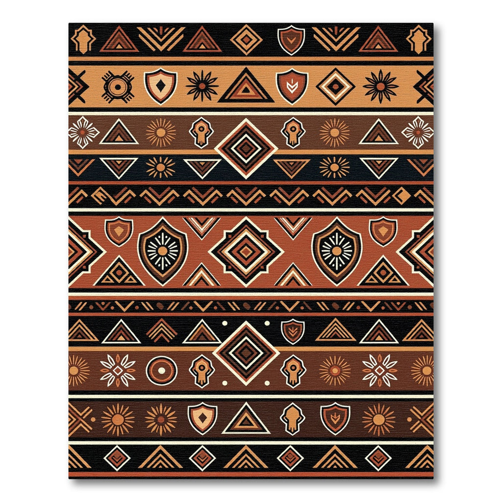 Earthy Brown Geometric Tribal Stripe Rug