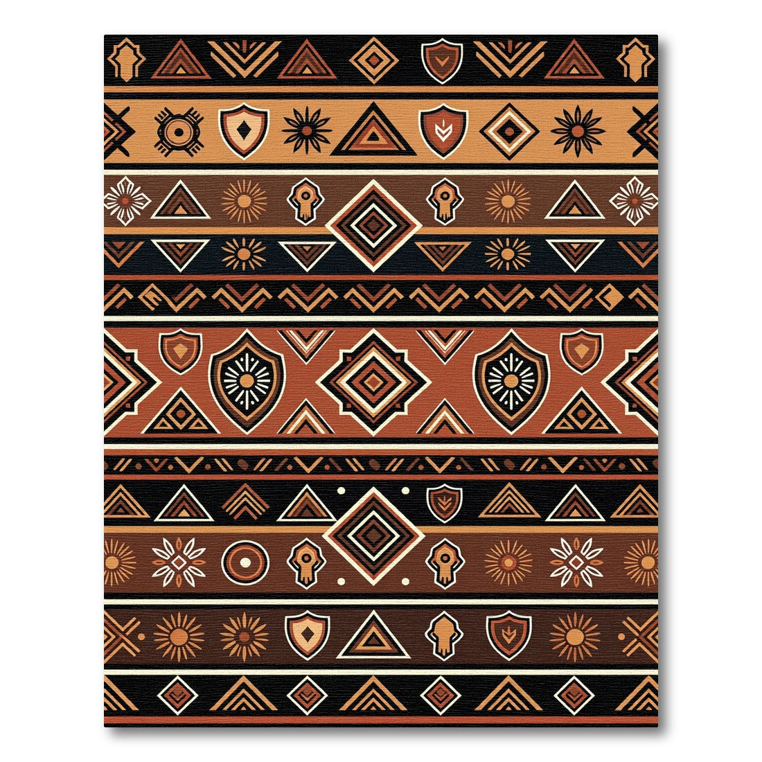 Earthy Brown Geometric Tribal Stripe Rug