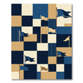 Modern Navy and Gold Geometric Flag Area Rug