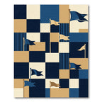 Modern Navy and Gold Geometric Flag Area Rug