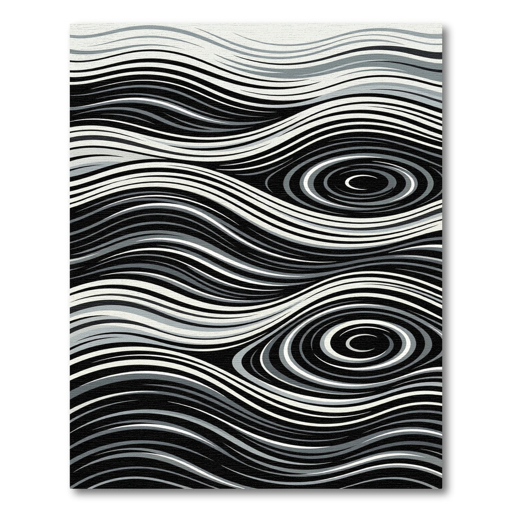 Monochromatic Swirl Wave Lines Rug