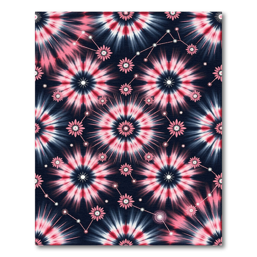 Pink Tie Dye Starflowers Celestial Cluster Rug