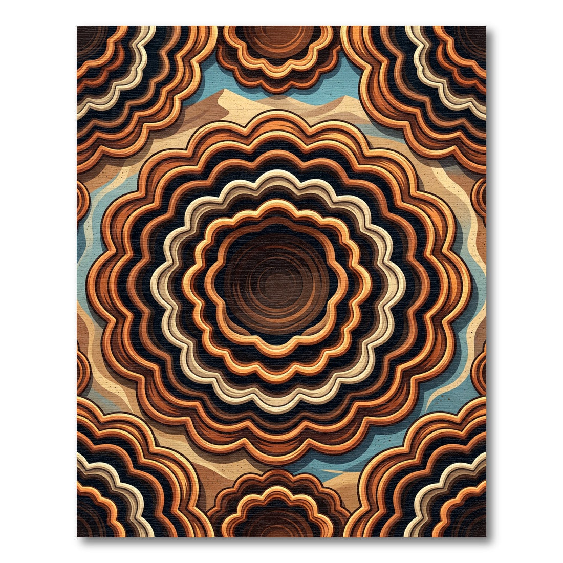 Brown Orange Agate Waves Rug