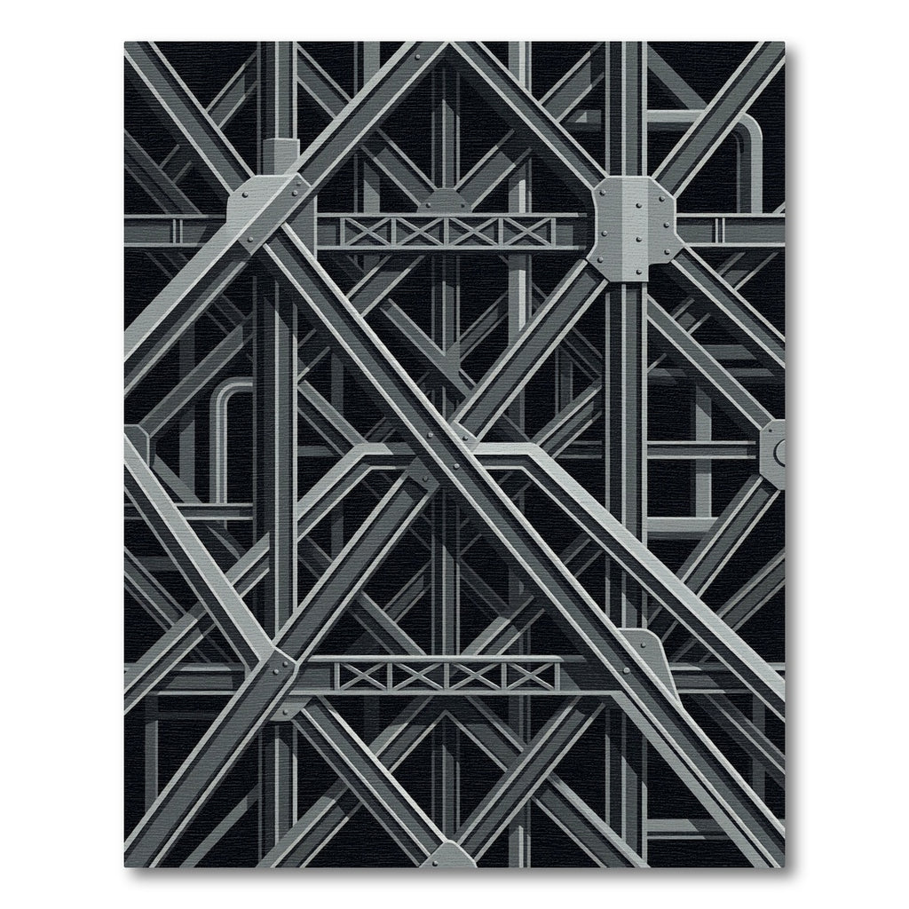 Industrial Gray Steel Truss Rug