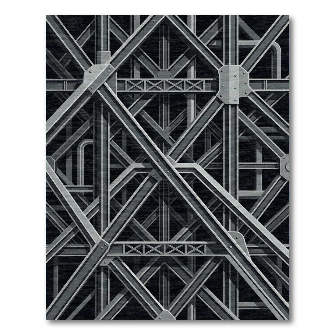 Industrial Gray Steel Truss Rug