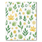 Vibrant Green And Yellow Botanical Letters Rug