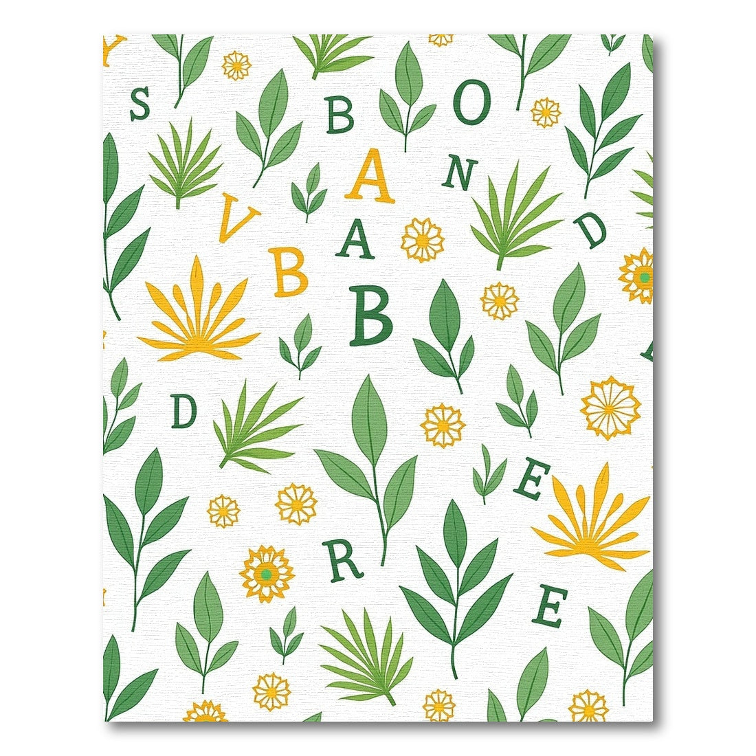 Vibrant Green And Yellow Botanical Letters Rug