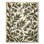 Vintage Botanical Olive Sage Floral Vine Rug