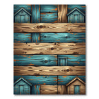 Rustic Blue Wood Plank Cabin Rug