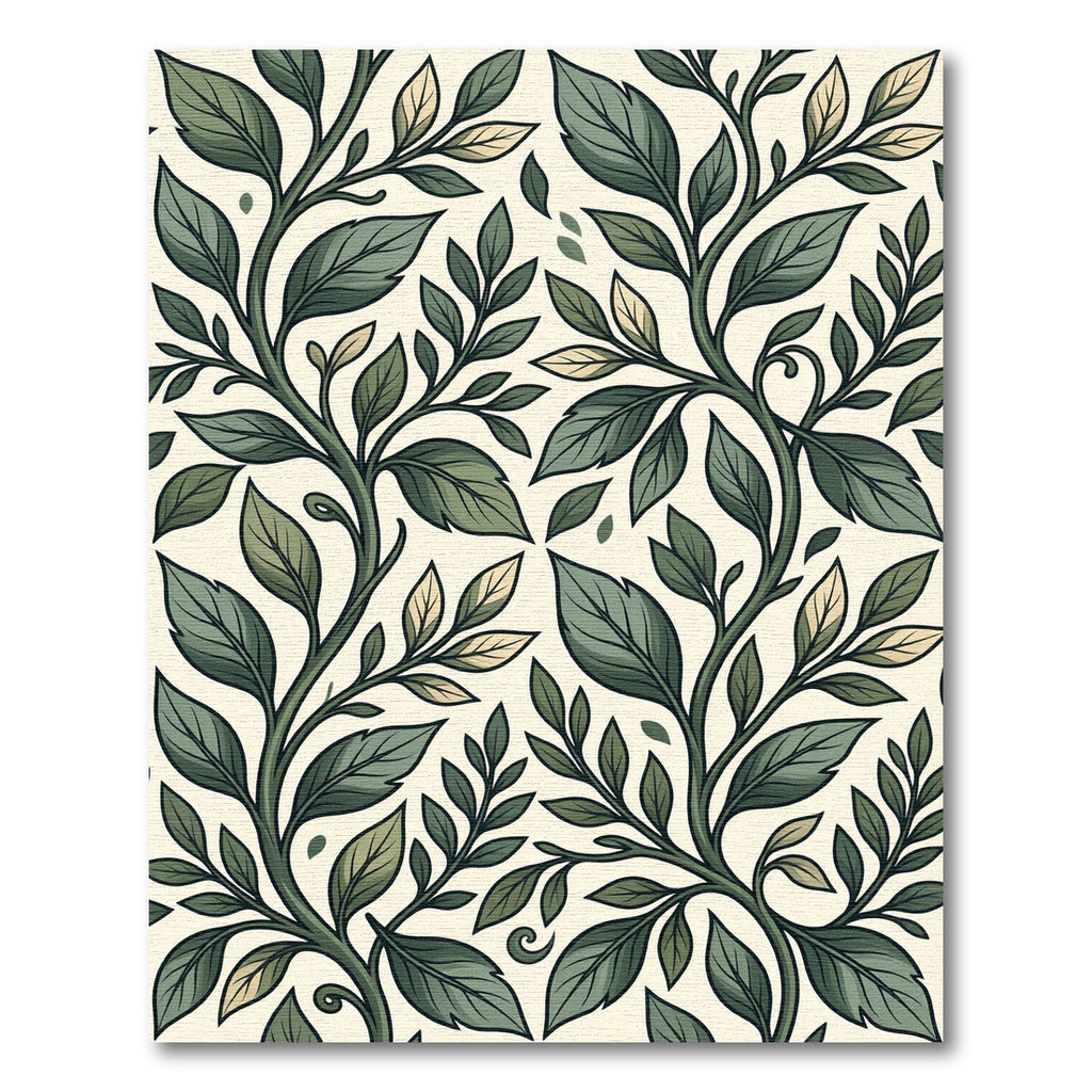 Lush Forest Green Botanical Leaf Vine Rug