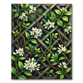 White Jasmine Vine Lattice Trellis Rug