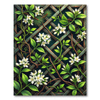 White Jasmine Vine Lattice Trellis Rug