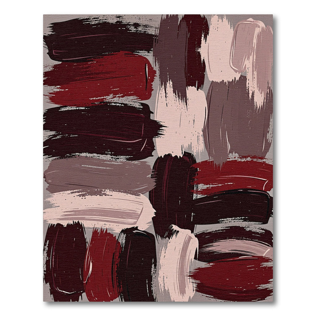Abstract Dark Red Brush Stroke Art Rug