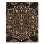 Intricate Golden Mandala Floral Medallion Rug