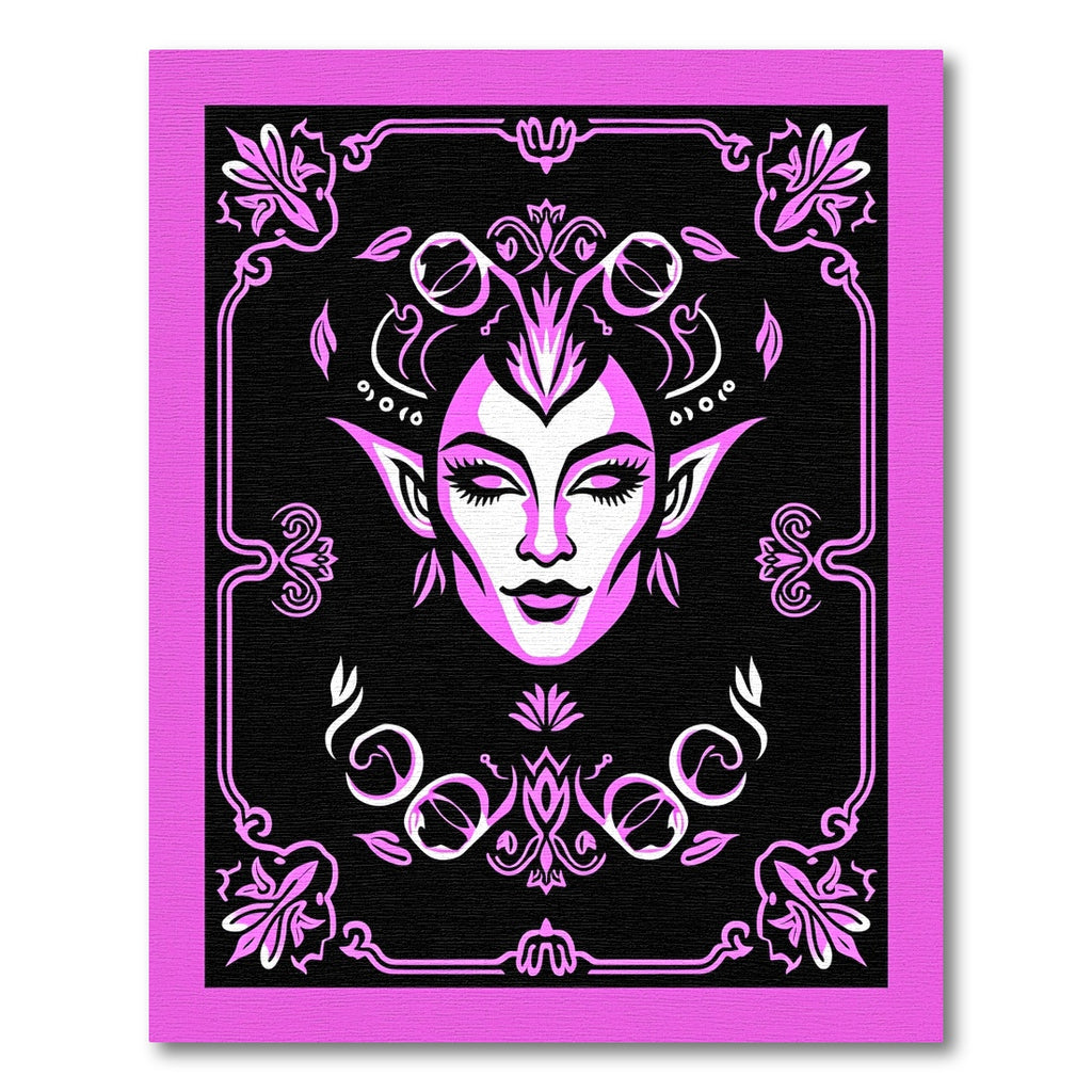 Mystical Magenta Elf Portrait Border Rug
