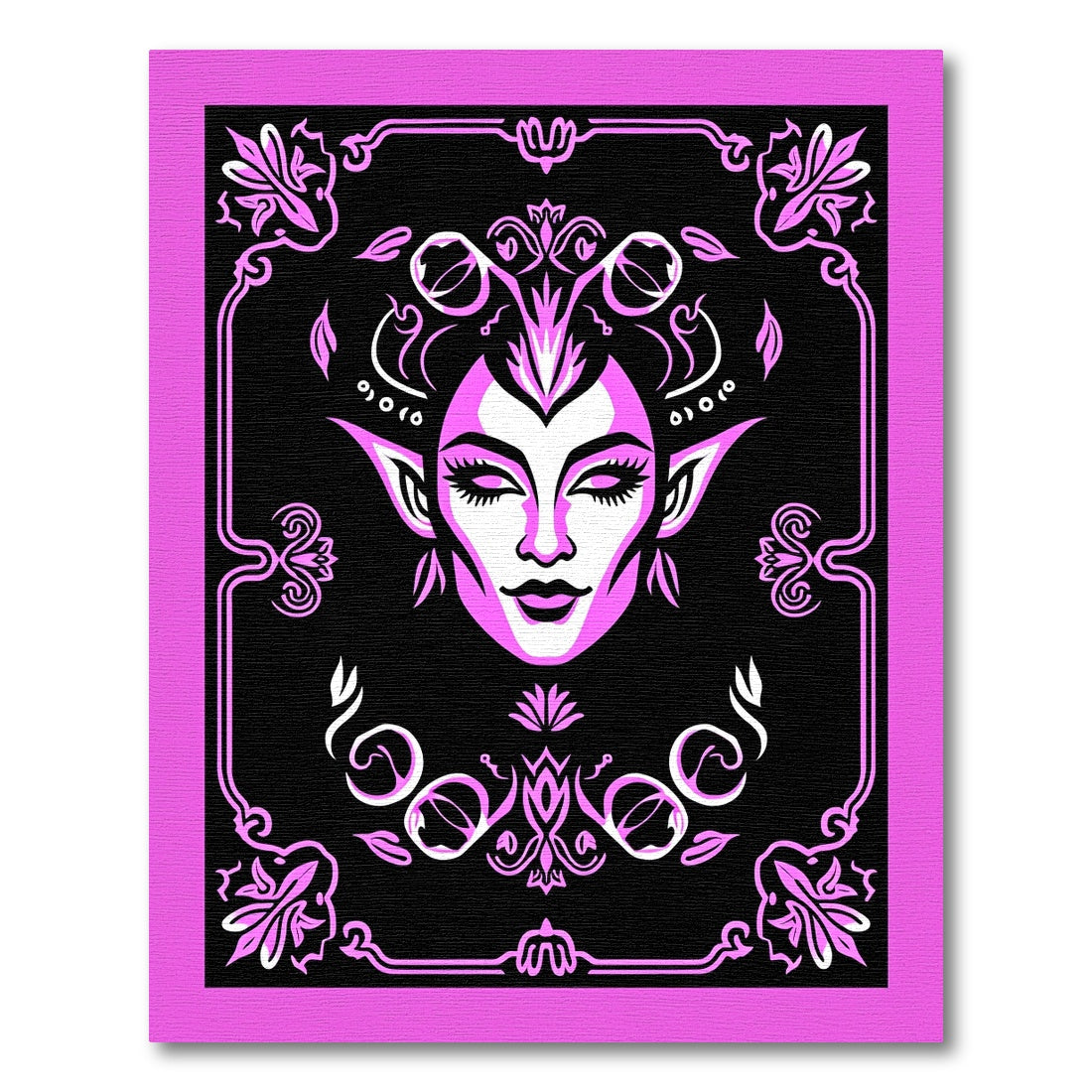 Mystical Magenta Elf Portrait Border Rug