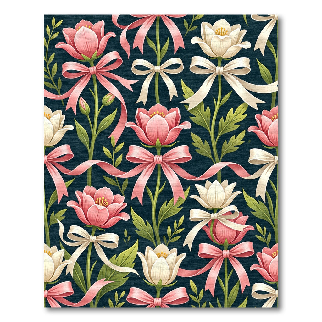Pink and Cream Floral Ribbon Trellis Rug