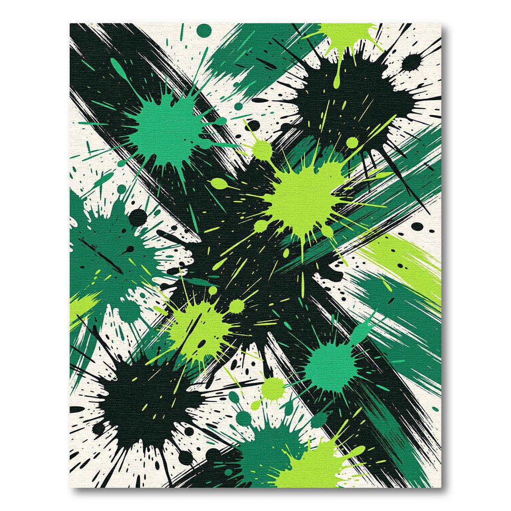 Vibrant Green Splatter Abstract Art Rug