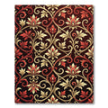 Rich Red Gold Floral Scrollwork Arrangement Rug