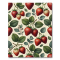 Botanical Strawberry Cream Foliage Illustration Rug