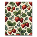 Botanical Strawberry Cream Foliage Illustration Rug