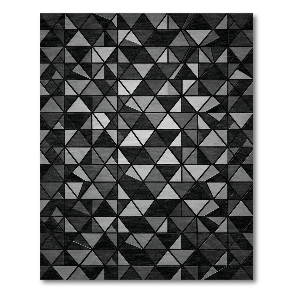 Charcoal Gray Geometric Triangle Mosaic Rug
