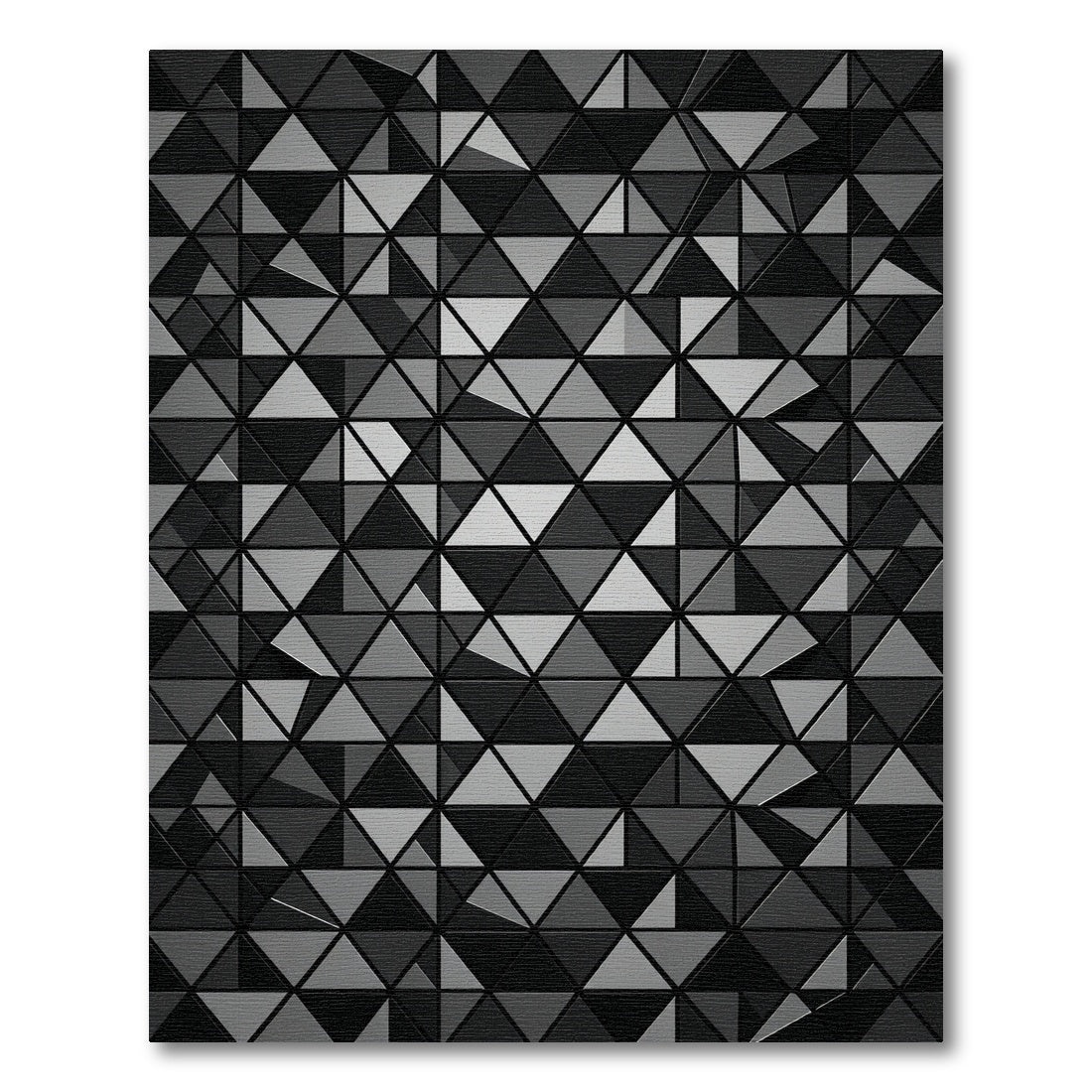Charcoal Gray Geometric Triangle Mosaic Rug