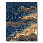 Deep Blue Golden Sandy Wave Rug