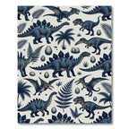 Nordic Slate Blue Dinosaur Forest Rug