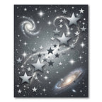 Cosmic Silver Star Spiral Galaxy Rug
