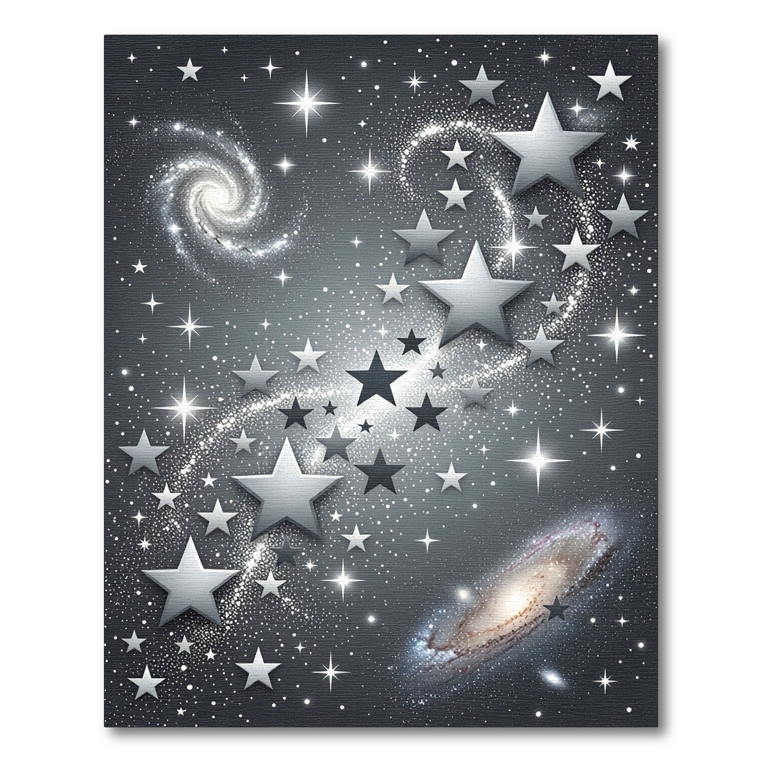 Cosmic Silver Star Spiral Galaxy Rug