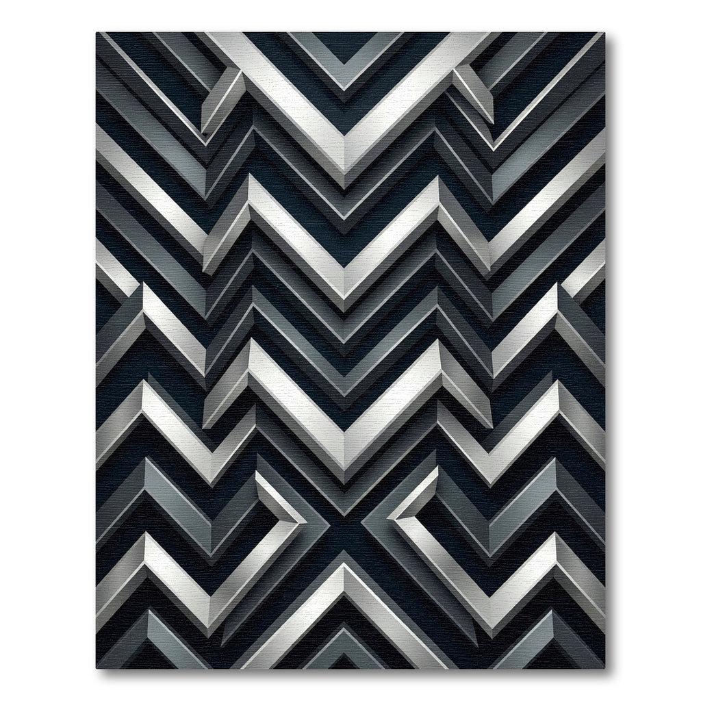 Metallic Silver Chevron Geometric Monochromatic Rug