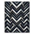 Metallic Silver Chevron Geometric Monochromatic Rug