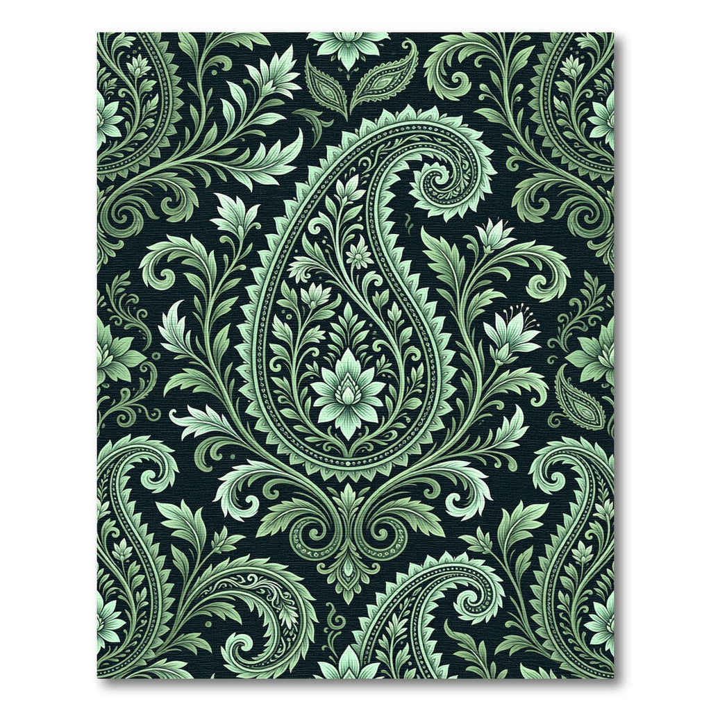 Mint Green Paisley Floral Ornament Rug